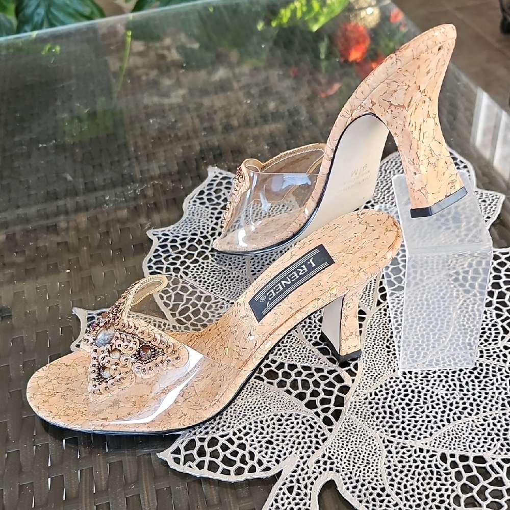 J.Renee Women's Tan and Gold Embellished Heels - Picture 4 of 7